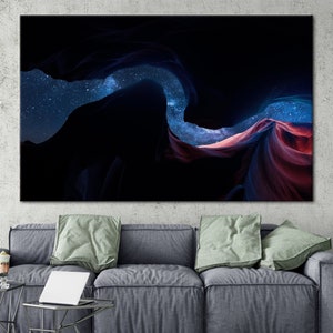 Decoración de la pared de la vía láctea, arte de la lona del espacio terrestre de la naturaleza, lona del espacio de las estrellas, lona del paisaje, vista impresa, estrellas del cañón impresas, lona de arte de la naturaleza