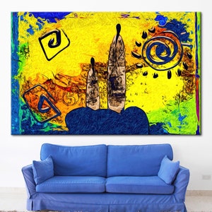 African People, African Canvas Art, Black People Art, Yellow Wall Art, Abstract Wall Art, Ethnic Art, African Wall Art, Retro Artwork,