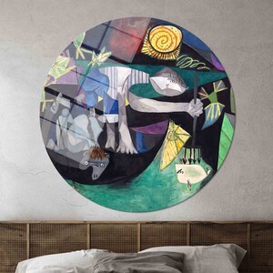 Glass Art, Personalized Glass Art, Pablo Picasso Night Fishing At Antibes, Custom Glass Printing Wall Art, Reproduction Glass Art,