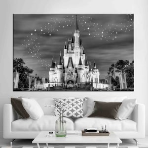 Cinderella Schloss, Mädchenzimmer Wandkunst, Nachtlandschaft Kunst, Kinderzimmer Leinwand, Kinder Wand-Dekor, Kinder Kunst, Sternenhimmel Wandkunst,