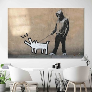 Banksy Hund, Bellender Hund Kunstwerk, Straße Wandkunst, Malerei Wandkunst, Hund Graffiti Kunstwerk, Banksy Hund gedruckt,
