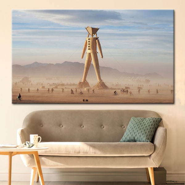 Burning Man Sculpture, Abstract Art Canvas, Modern Art Canvas, Burning Man Canvas Art, Statue Wall Decor, Luxury Art,