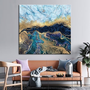 Póster brillante, decoración de pared de mármol dorado, arte dorado, decoración de pared abstracta, obra de arte con tinta de alcohol, decoración de pared de mármol, arte abstracto de mármol.
