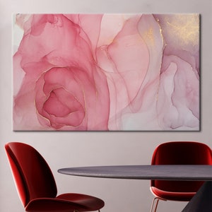 Mármol rosa, arte de mármol, lienzo de mármol dorado, lienzo de arte abstracto, mármol de lujo impreso, decoración de pared de mármol rosa y dorado,