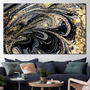 Black And Gold, Modern Marble Wall Art, Luxury Marble Poster, Marble Art Canvas, Abstract Canvas Art, Contemporary Canvas,