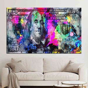 Colorful Money Wall Decor, Modern Artwork, Abstract Canvas Art, 100 ...