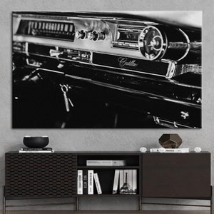 Cadillac Black White Poster, Cadillac Wall Art, Garage Canvas, Antique Cadillac Art, Classic Car Artwork, Classic Cadillac Artwork,