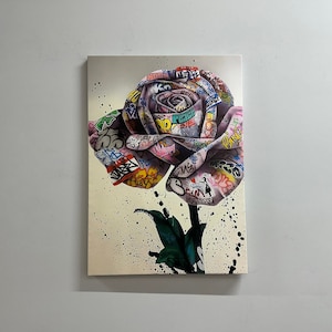 Graffiti de rosa de Banksy, Decoración de pared de graffiti de rosa, Póster de graffiti, Lienzo de arte de rosa, Obra de arte de Banksy, Póster abstracto, Lienzo de arte de rosa de Banksy,