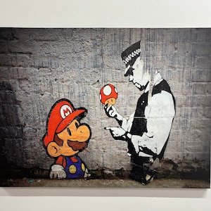 Super Mario Graffiti impreso, obras de arte de Super Mario, Super Mario Banksy impreso, decoración de pared de Mario Graffiti, arte abstracto de la pared,