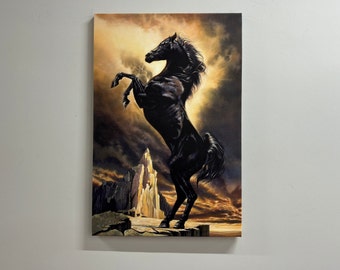 Black Stallion, Black Horse Poster, Animal Art, Black Stallion Canvas Poster, Stallion Canvas Gift, Horse Poster,