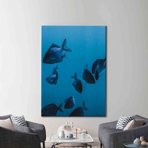 Sea Landscape Poster, Sea Canvas, Ocean Canvas Art, Blue Artwork, Fish Canvas, Animal Canvas, Ocean Landscape Canvas, image 1
