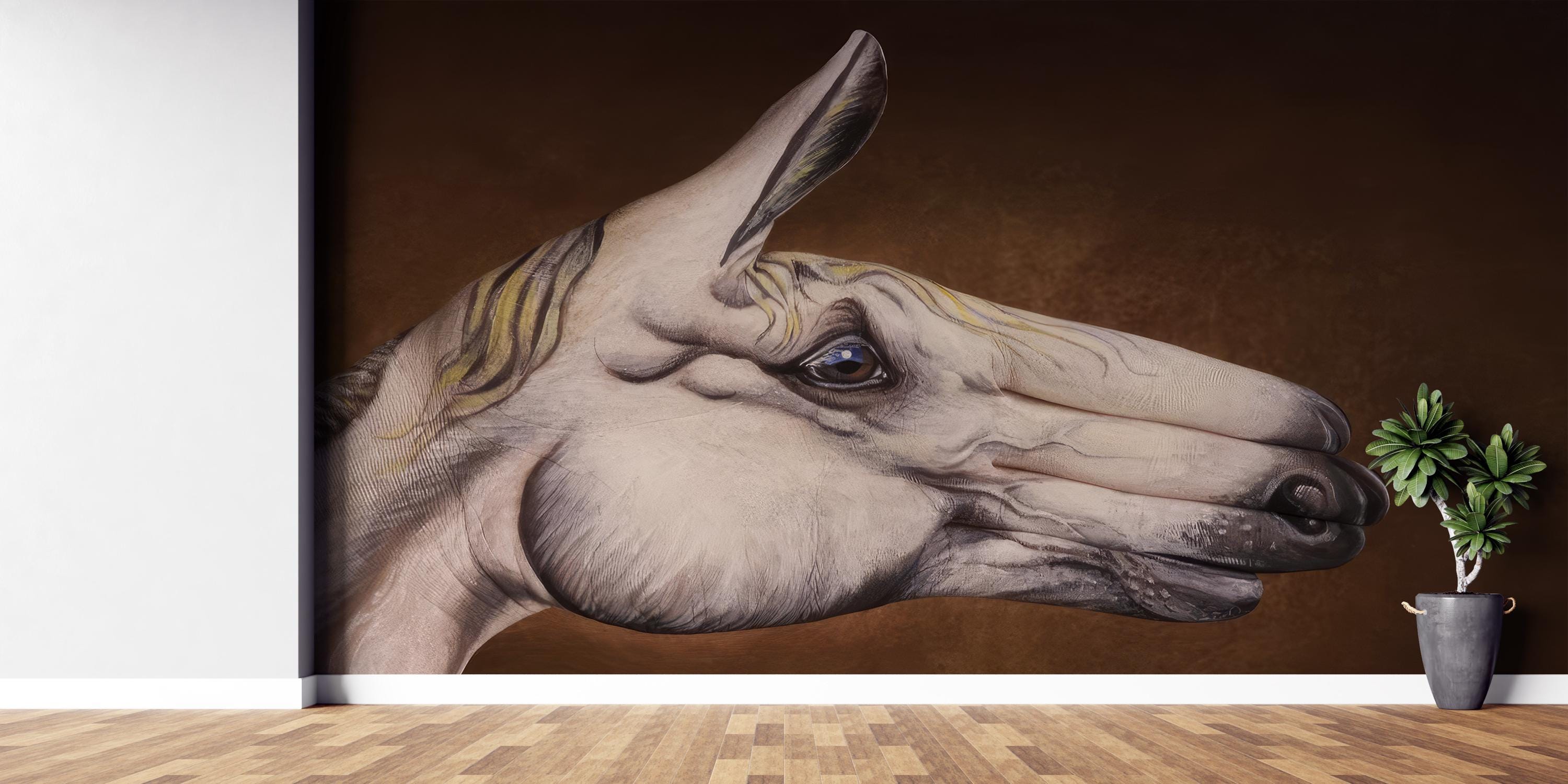 Surreal Wall Art, Modern Wall Print, Abstract Horse Paper Craft, Surreal Horse Wall Art, Custom Wall Paper, Wallpaper Peel And Stick,