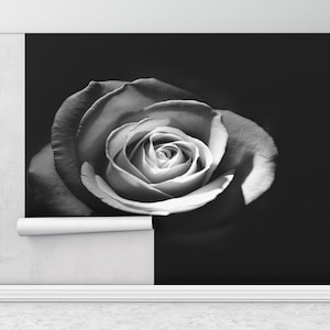 Black White Mural,3d Wall Paper,Modern Wall Paper,Paper Wall Art ,Rose Wallpaper,White Rose Photography,Floral Wall Decor,