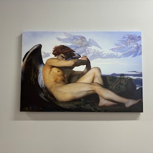Angel Canvas Art, Fallen Angel Man Poster, Naked Man Canvas, Reproduction Printed, Alexandre Cabanel Printed, Cabanel Wall Art,