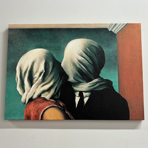 Canvas Print, Wall Decor, Canvas Gift, Rene Magritte The Lovers, Lovers Art Canvas, Rene Magritte Art, Famous Canvas Art, Trendy Printed,