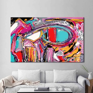 Abstract Printed, ModernGraffiti Wall Decor, Colorful Canvas, Street Canvas,