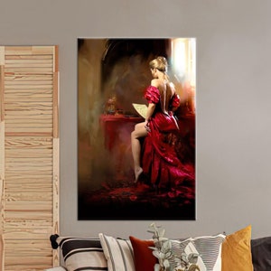Home Decor Wall Art, Large Wall Art, Woman Painting Print, Abstract Woman Canvas Gift, Cadeaux personnalisés, Abstract 3D Canvas,