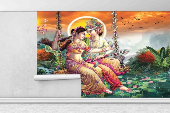 Lot De 10 Tentures Murales Indiennes Radha Krishna – Coton – 76 X 102 Cm – Assorties