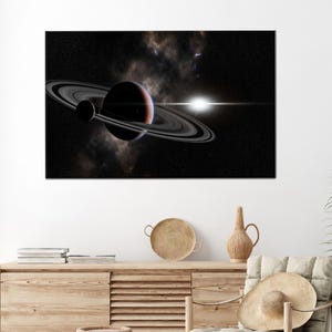 Saturn Leinwand Geschenk, Sternenhimmel Kunst, Galaxy 3D Leinwand, Schlafzimmer Dekor Kunst, Landschaft Poster, Große Leinwand Kunst, Baby Girl Geschenk,