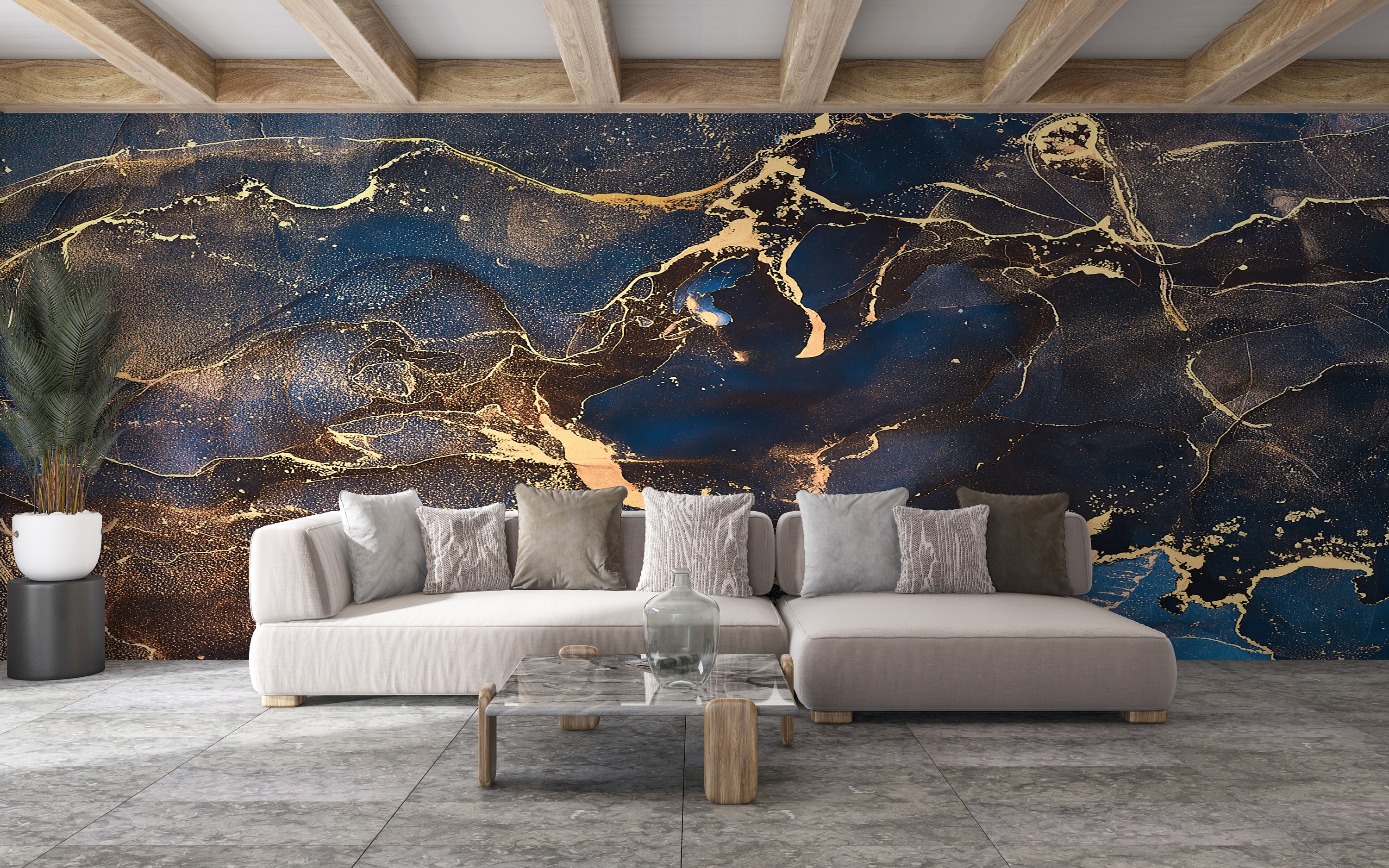 Navy Blue and Gold Marble, Luxury Marble Wallpaper, Modern Marble Wall ...