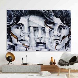 Woman Graffiti Art, Graffiti Canvas Art, Abstract Woman 3D Canvas, Large Wall Art, Living Room Wall Art, Custom Canvas, Trendy Art,