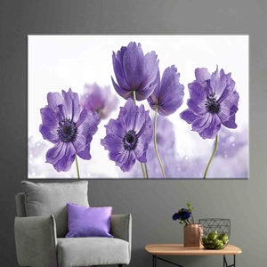 3D Wandkunst, Leinwand Druck, große Wandkunst, lila Blume, abstraktes Blumen Kunstwerk, Blumen Poster, lila Kunst Leinwand, moderne Leinwand Kunst,