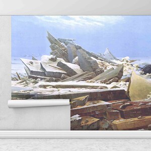 Abstract Landscape Wall Art, Reproduction Paper Art, Seascape Digital Paper, Sea of Ice Paper Craft, Bright Wall Paper, Surrealism Wall Art