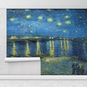 Helle Tapete, Benutzerdefinierte Tapete, Sternenklare Nacht über der Rhone, 3D Wand-Papier, Sternenklare Nacht über der Rhone Wanddekoration,