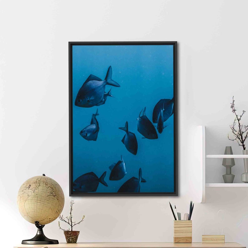 Sea Landscape Poster, Sea Canvas, Ocean Canvas Art, Blue Artwork, Fish Canvas, Animal Canvas, Ocean Landscape Canvas, image 3