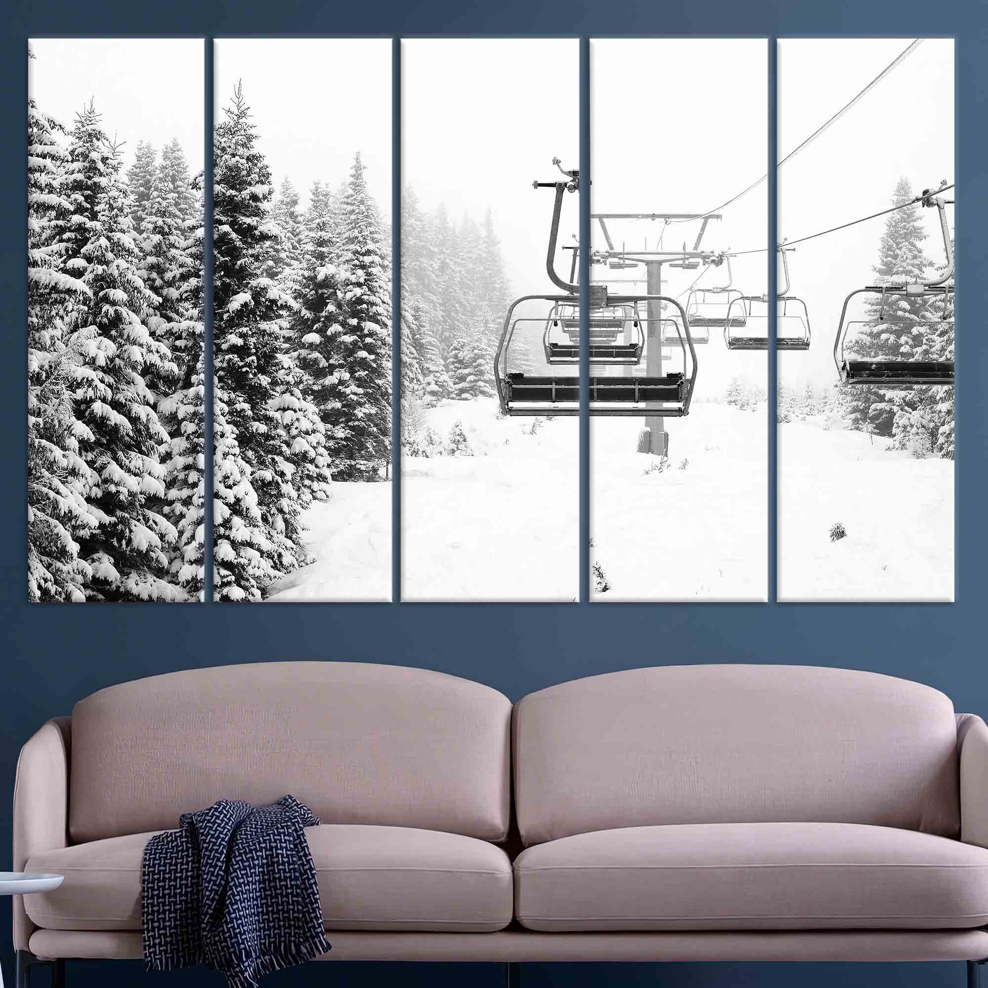 3D Wall Art Winter Artwork Canvas Wall Art Ski Resort Art - Etsy