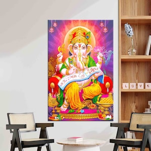 Gift for Him, Canvas Print, Custom Wall Decor, Lord Ganesha Hindu, Hindu Lord GaneshaModern Canvas Decor, Abstract Canvas Decor,