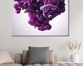 Stampa su tela con paesaggio marino viola, arte astratta moderna, pronta da appendere - Italia