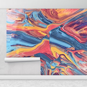 Colorful Abstract Wall Painting,Colorful,Custom Wall Paper,Wall Paper Peel and Stick,Modern Wall Paper,Modern Wall Mural,