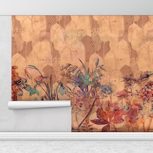Botanical Painting,Botanical Wall Decor,Bright Wall Paper,Paper Wall Art ,Custom Wall Paper,Brown Wall Decor,Floral Wall Print,