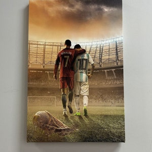 Lionel Messi Cristiano Ronaldo, Fitnessstudio gedruckt, berühmte Leinwand Kunst, Messi Kunstwerk, Sport Poster, Lionel Messi Poster, Ronaldo Wanddekor,