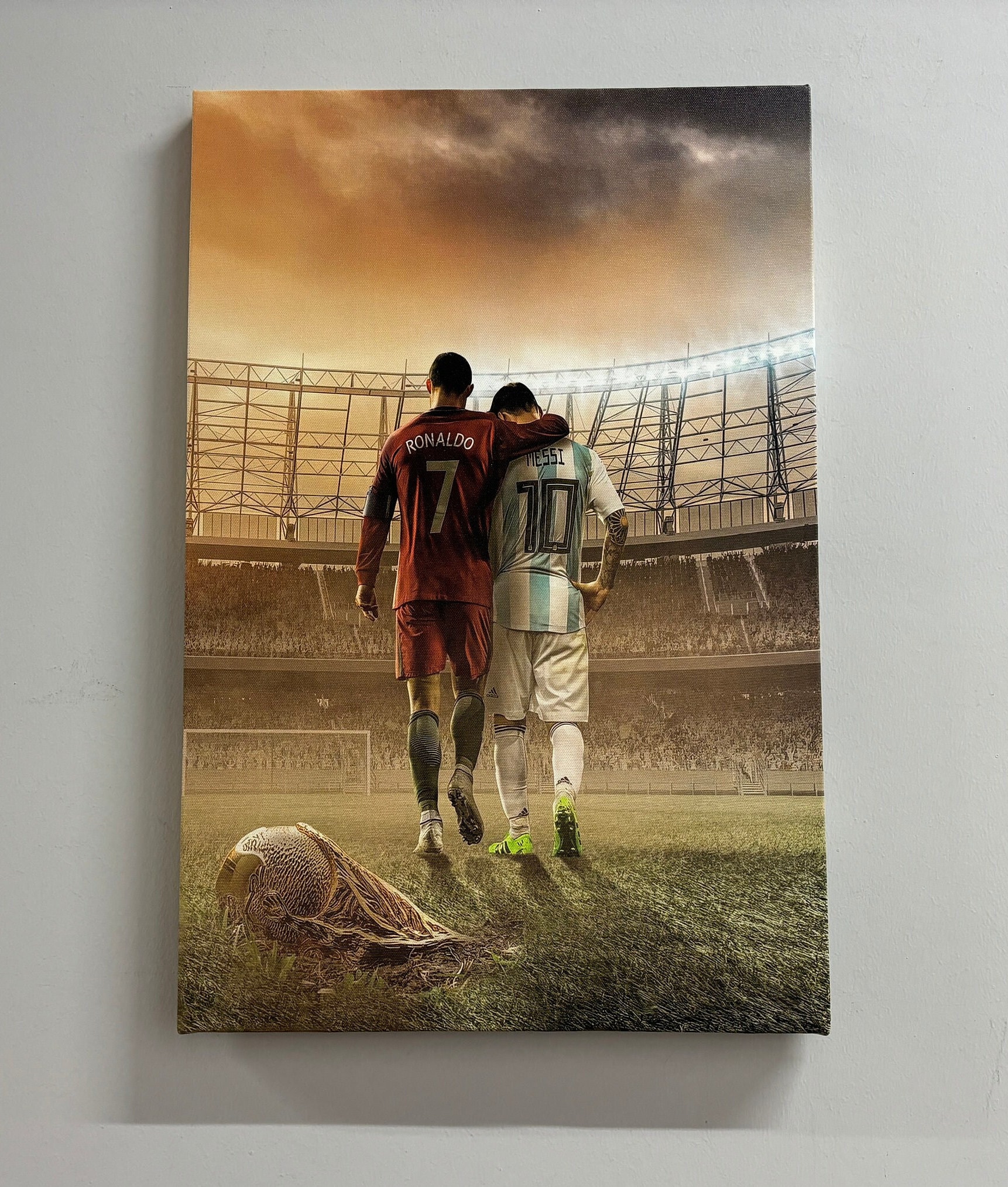 Lionel Messi Cristiano Ronaldo, Fitnessstudio gedruckt, berühmte Leinwand Kunst, Messi Kunstwerk, Sport Poster, Lionel Messi Poster, Ronaldo Wanddekor,