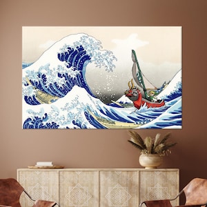 The Legend of Zelda Windwaker The Great Wave off Kanagawa Canvas, Kanagawa Poster, Windwaker Wall Decor, Modern Canvas Poster, Arte Abstrata,