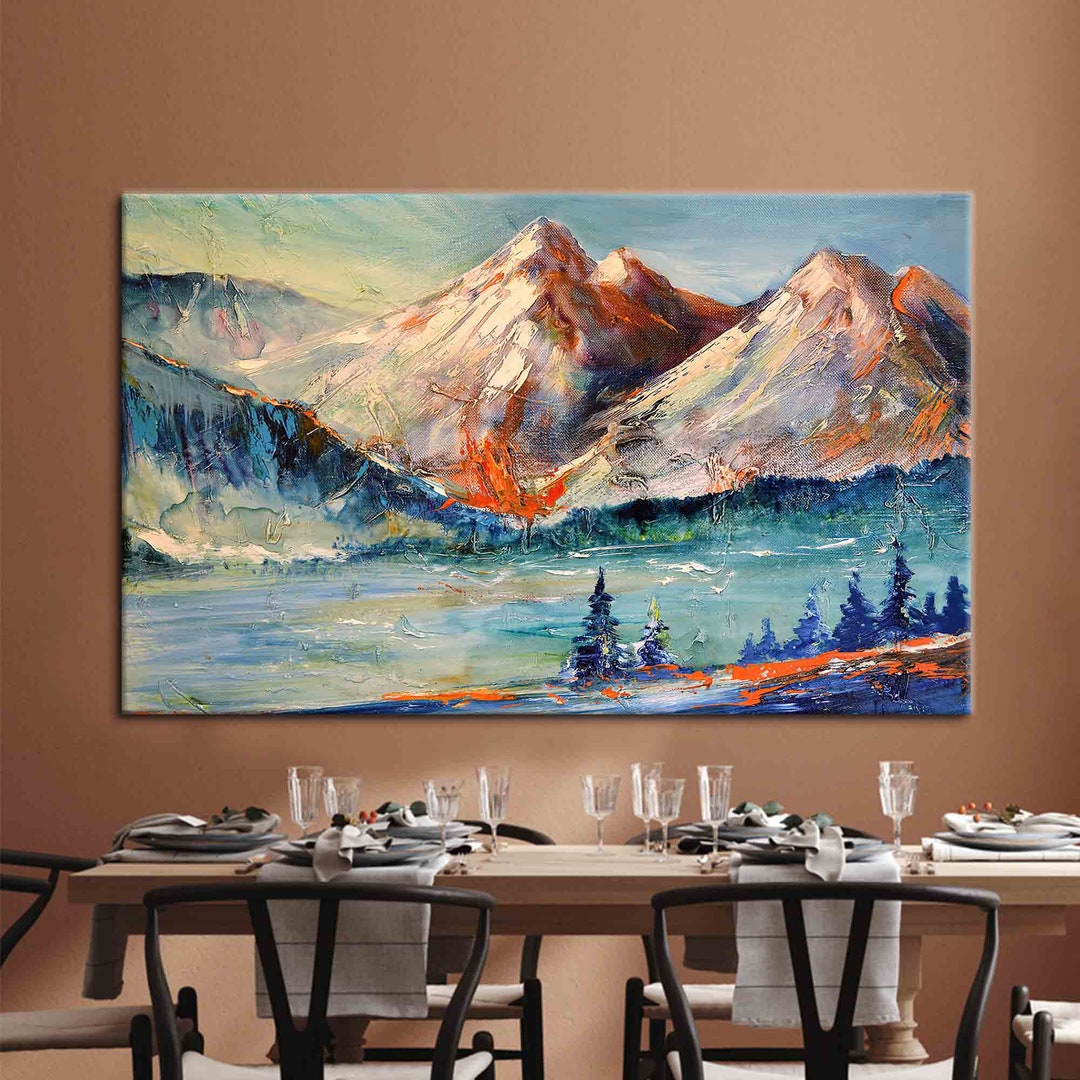 Abstract Mountain Painitng, Nature View Wall Art, Landscape Art Canvas ...