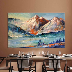 Abstract Mountain Painitng, Nature View Wall Art, Landscape Art Canvas, View Art, Nature Landscape Wall Decor, Mountain View Wall Decor,
