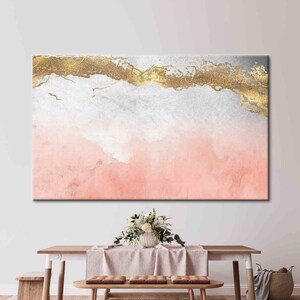 Mármol rosa y dorado, lienzo de tonos suaves, póster dorado, lienzo de mármol dorado, arte de pared de mármol de lujo, impreso abstracto, arte de pared contemporáneo,