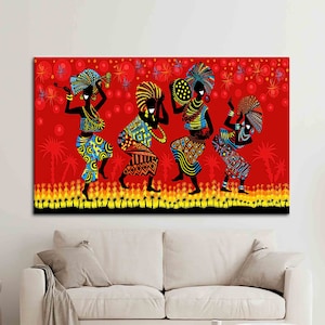 Ethnic Dance Printed, African Woman Dancing Printed, African Printed, Black Women Printed, African Dancers Art Canvas,