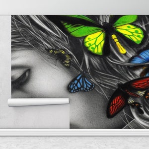 3d Wall Paper,Paper Wall Art ,Surrealist Wall Painting,Woman Portrait Wall Mural,Custom Wall Paper,Abstract Woman Wallpaper,