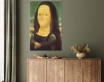 Słynny plakat na płótnie, płótno z Moną Lisą, nowoczesny plakat, dekoracje ścienne z Moną Lisą Fernando Botero, spersonalizowany prezent dla dziewczynki