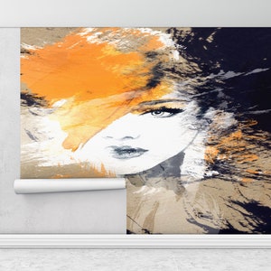 3d Wall Paper,Paper Wall Art ,Woman Wall Art,Portrait Wall Art,Face Wall Painting,Custom Wall Paper,Modern Wallpaper,