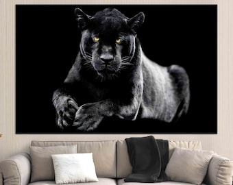 Canvas, Large Wall Art, Black Canvas, Home Decor Wall Art, Big Cat Artwork, Black Panther Art, Jaguar, Loft Canvas Art, Jaguar Canvas Art,