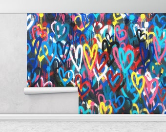 Bankys Love Wanddekor, Graffiti Wandbild, Banksy Herzen Tapete, Banksy Wanddekor, Straßenwandposter,