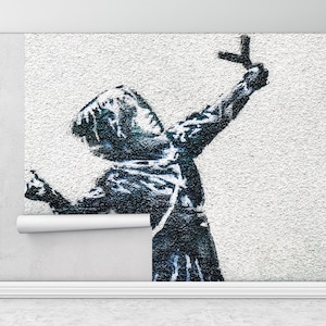 Modern Wall Paper,Wall Paper Peel and Stick,Graffiti Wall Paper,Banksy Wall Paper,Paper Wall Art ,Abstract Wall Mural,