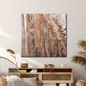 Brown Marble Canvas, Brown Travertine Artwork, Stone Canvas, Brown Printed, Contemporary Printed, Modern Art Canvas, Abstract Poster,