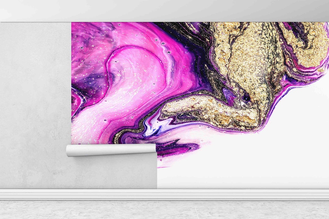 Purple and Gold Marble Wallpaper, 3D Origami, Bright Wall Paper, Art ...