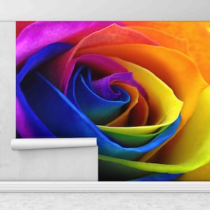 Botanische Wand Poster, Bunte Wand Aufkleber, Rose Wandbild, Bunte Rose Digitales Papier, Selbst Klebendes Papier, Papier Jubiläum,